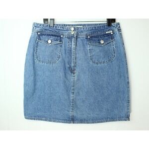 SKIRT QUIZZ N.Y. SKIRT‎ SZ 16 Womens DENIM BLUE JEAN Pencil Straight Medium Wash